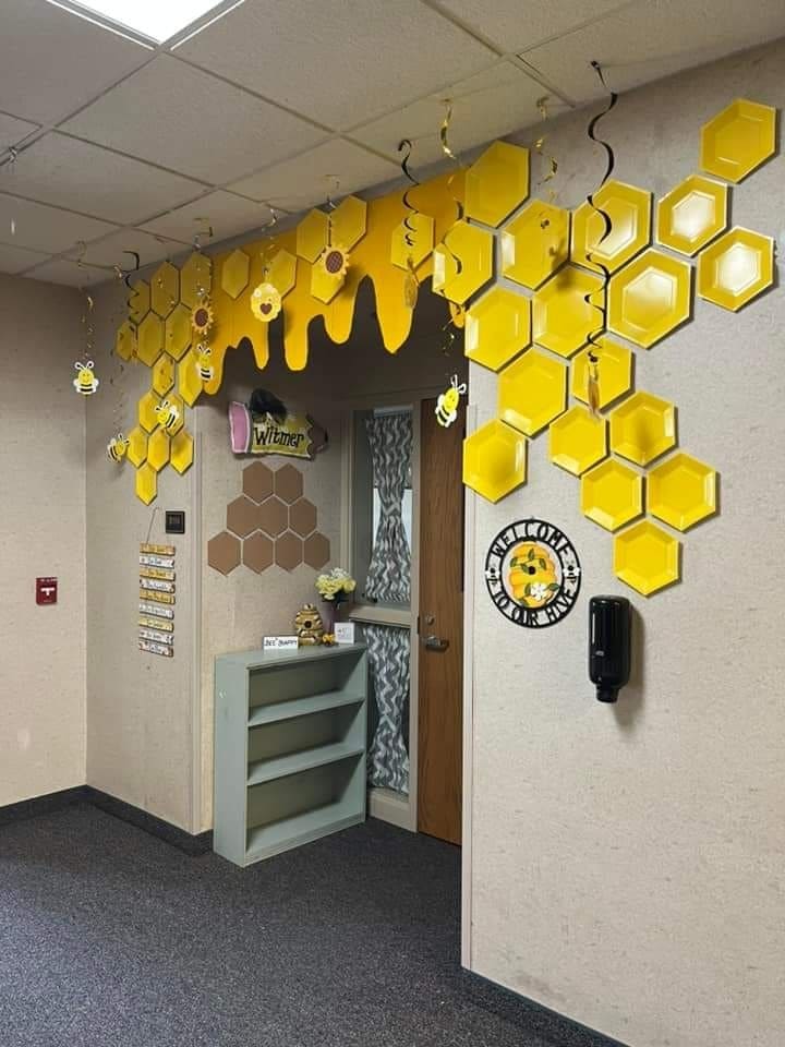 Vibrant Honeycomb Classroom Decor Idea