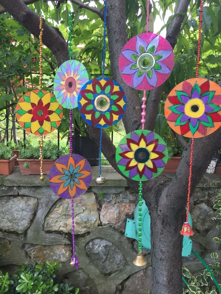 Colorful CD Mandala Hanging Decor
