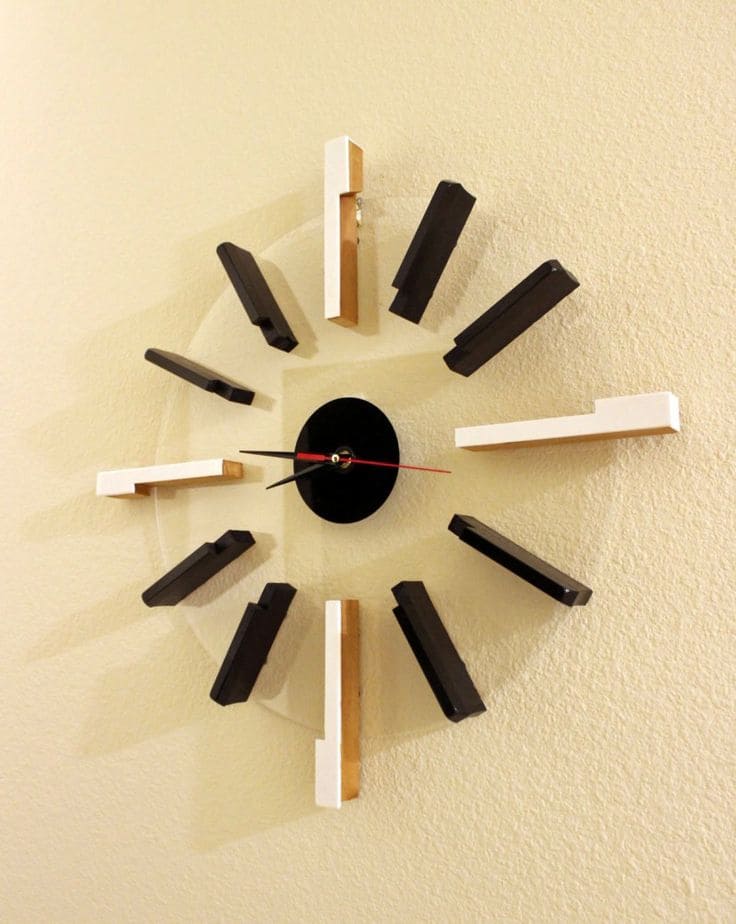 Rhythmic Piano Key Timepiece Art