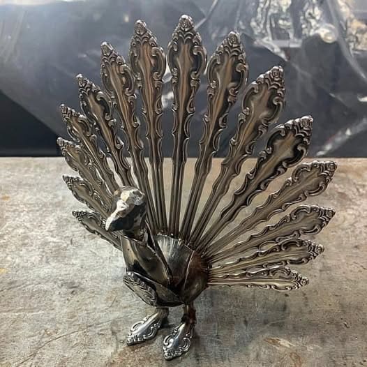 Silverware Peacock Display