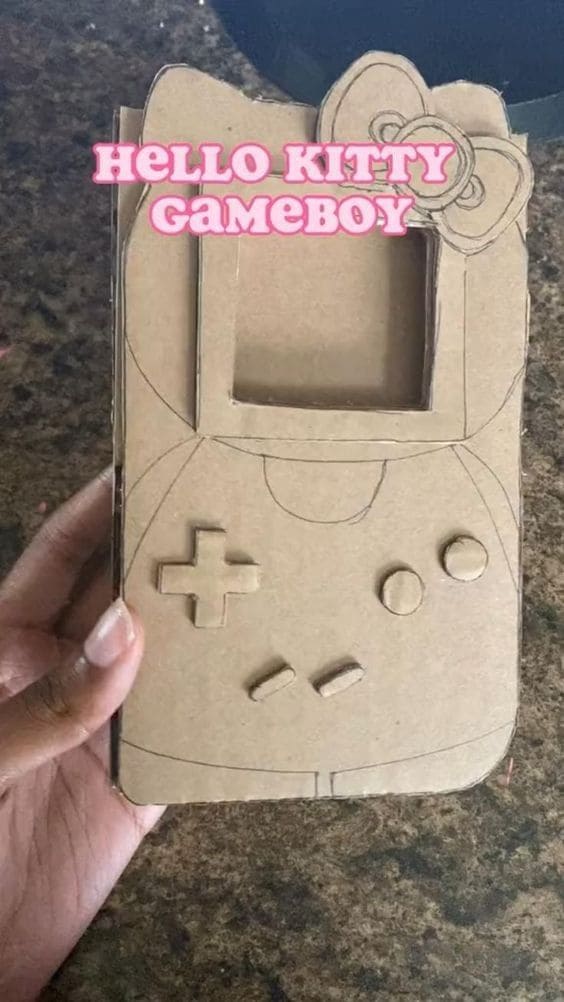 Playful Hello Kitty Cardboard Gameboy