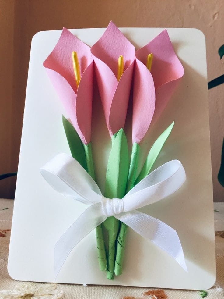 Elegant 3D Lily Bouquet Card for Mom