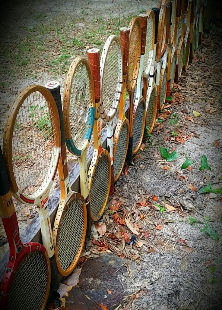 Rustic Tennis Racket Fence Design