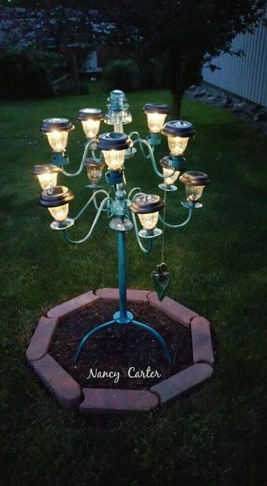 Whimsical Chandelier of Glowing Solar Cups