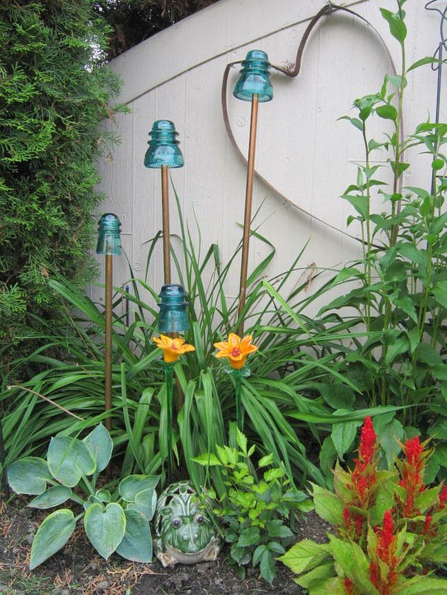 Vintage Glass Insulator Stakes