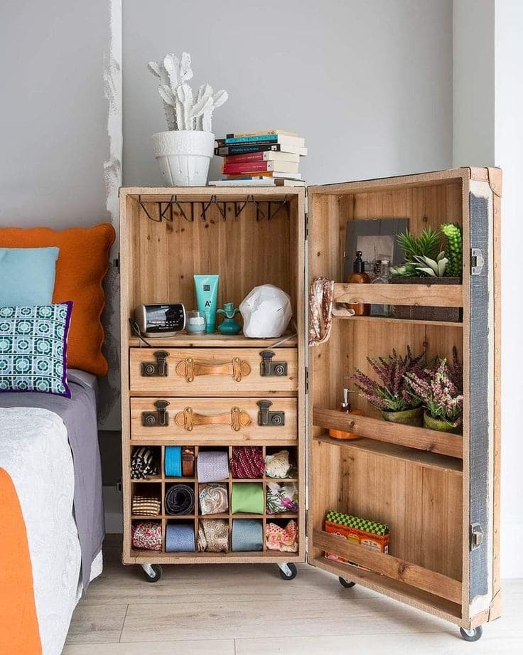 Chic Vintage Suitcase Closet with Smart Storage