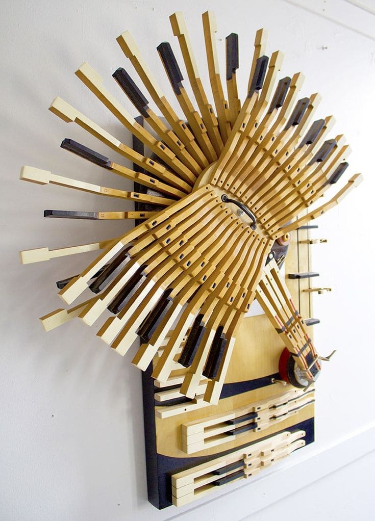 Dynamic Piano Key Burst Sculpture