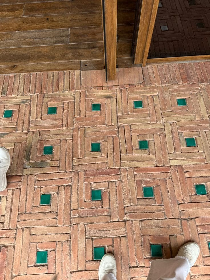 Brick and Emerald Mosaic Floor