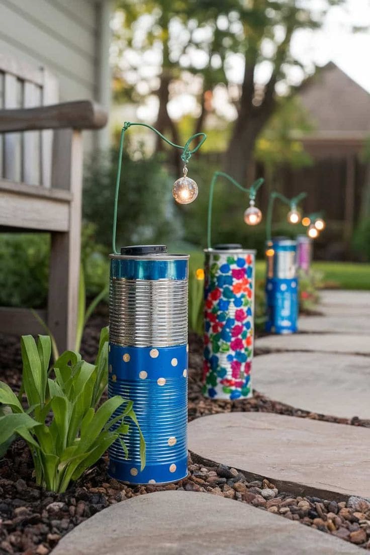Cheerful Tin Can Lantern Trail Lights