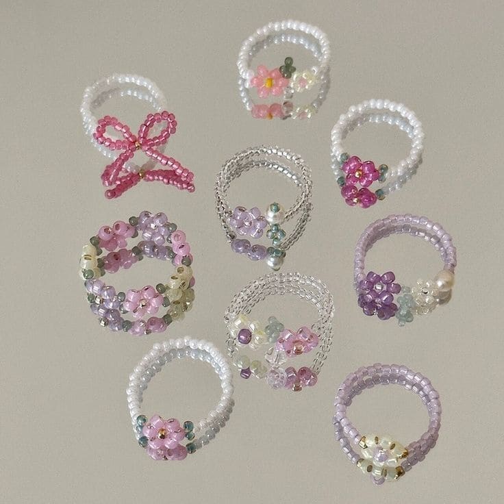 Charming Pastel Beaded Rings Collection