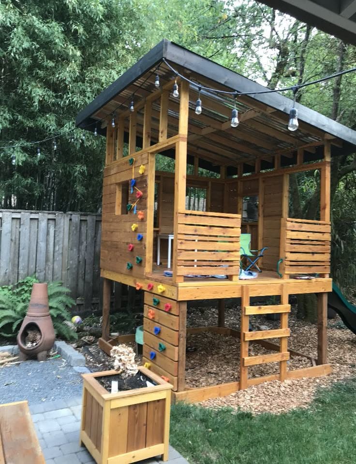 Rustic Wooden Playhouse for Backyard Fun