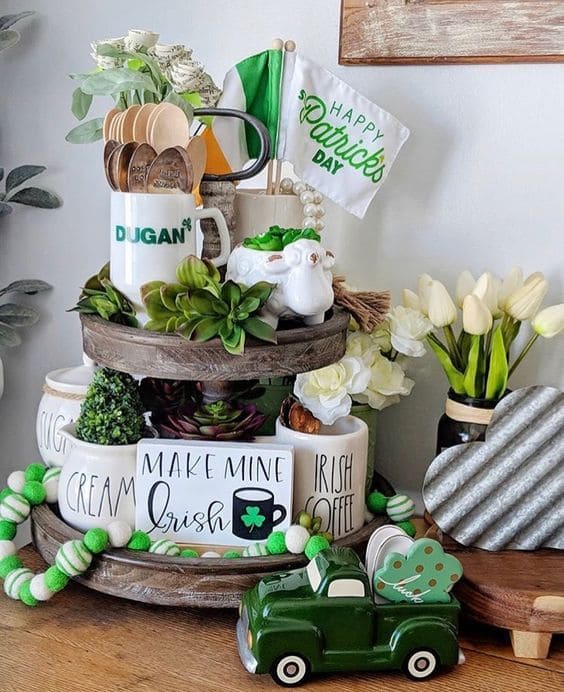 Vibrant St. Patricks Day Tiered Tray Delight