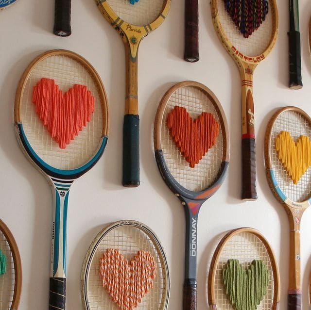 Whimsical Racket Heart Wall