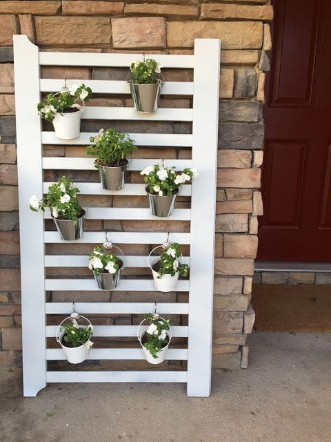 Sleek Vertical Pallet Bucket Garden