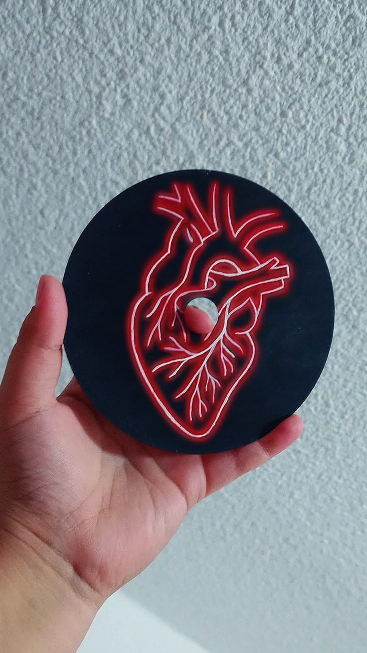 Glowing Neon Heartbeat Vinyl Art