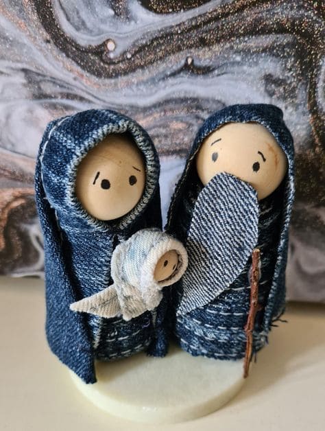 Denim Nativity Family Figurine