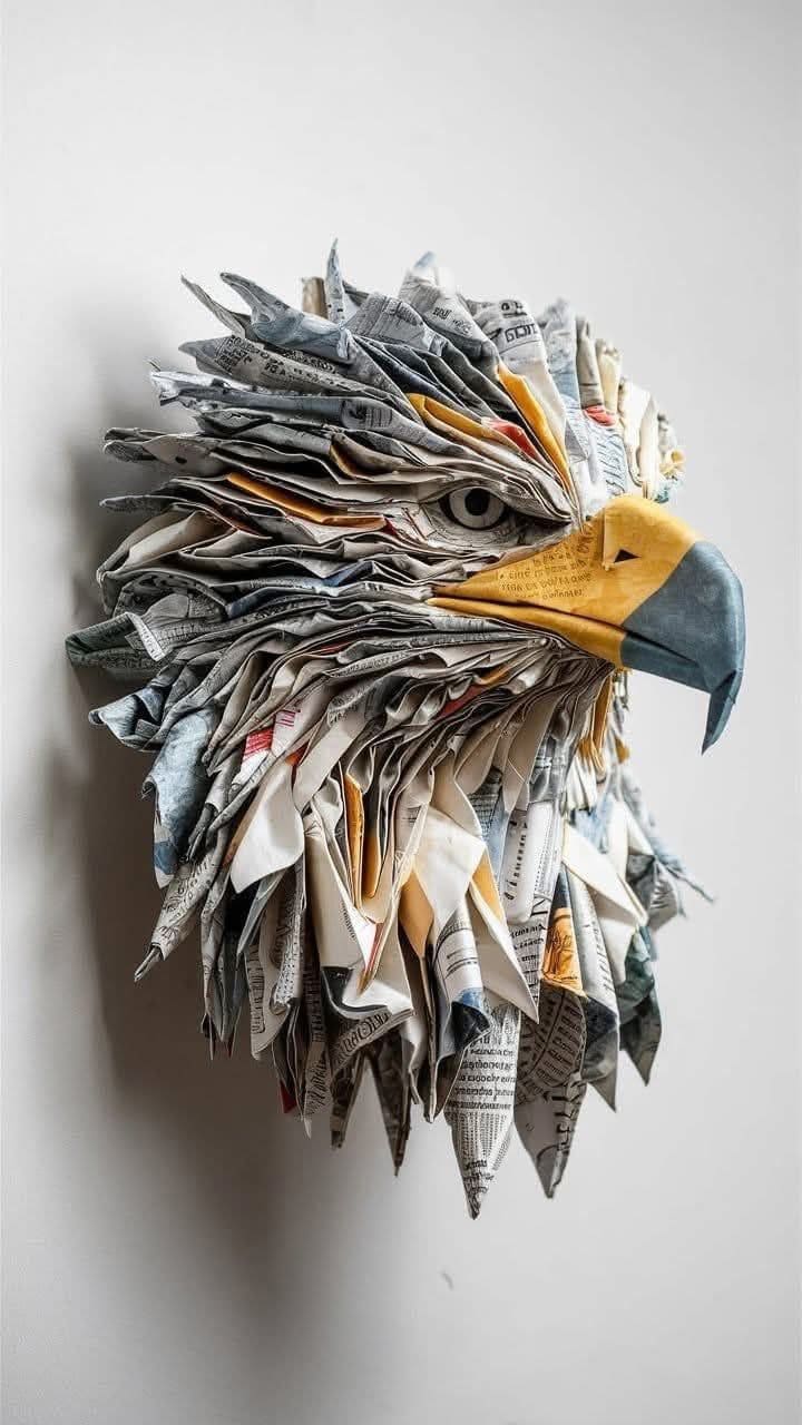 Folded Paper Eagle Wall Art
