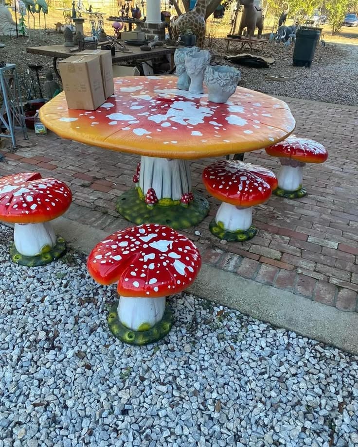 Enchanted Mushroom Picnic Table