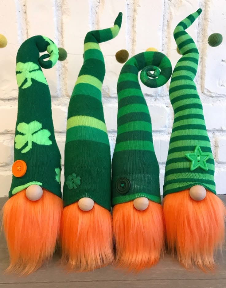 Adorable Striped Leprechaun Gnome Quartet