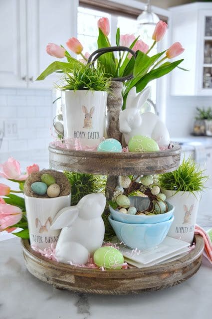 Rustic Tiered Tray Easter Delight