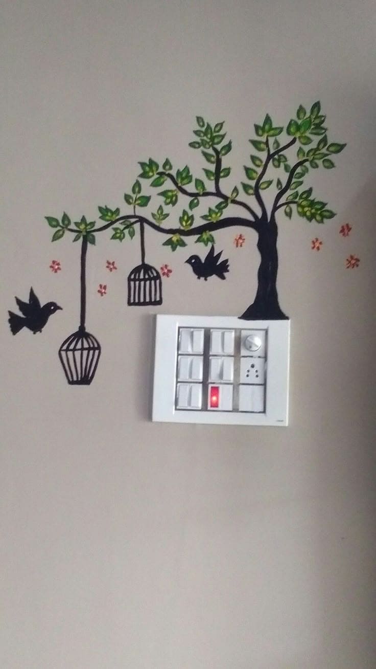 Charming Tree and Birds Switchboard Art