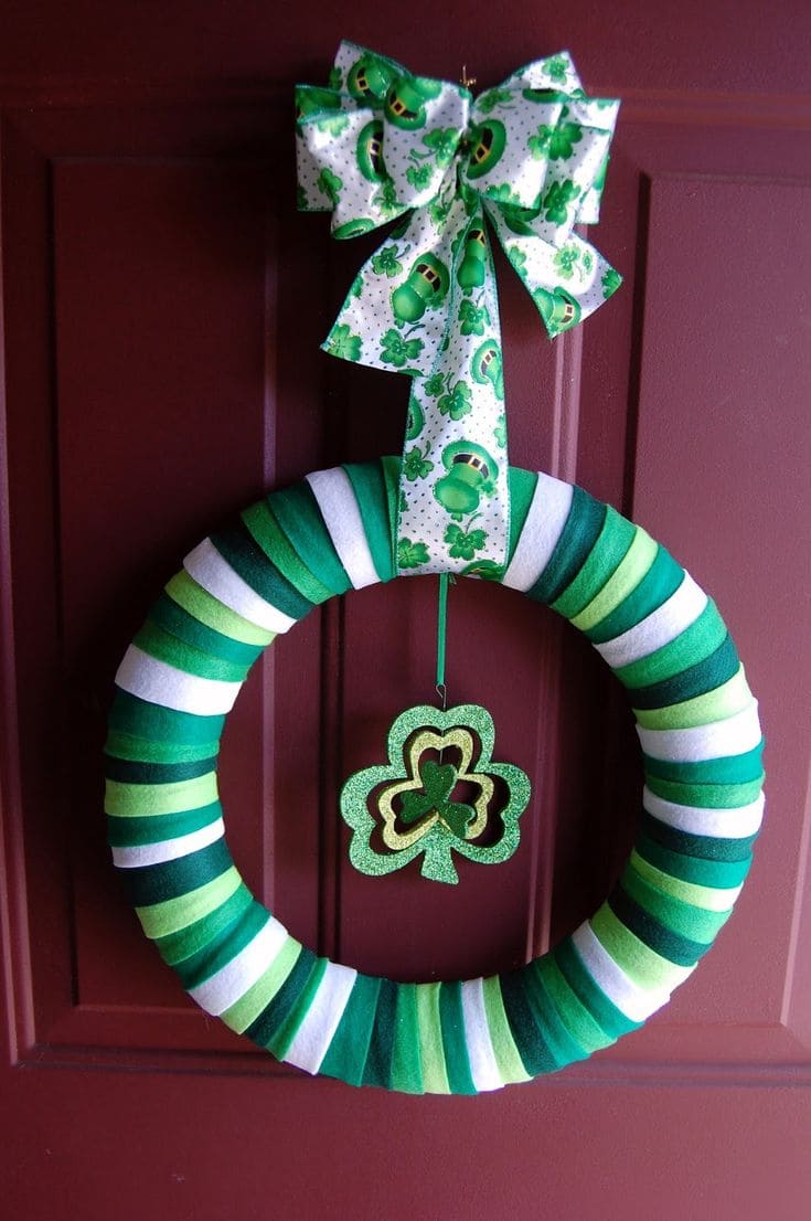 Cheerful Striped Shamrock Fun Wreath
