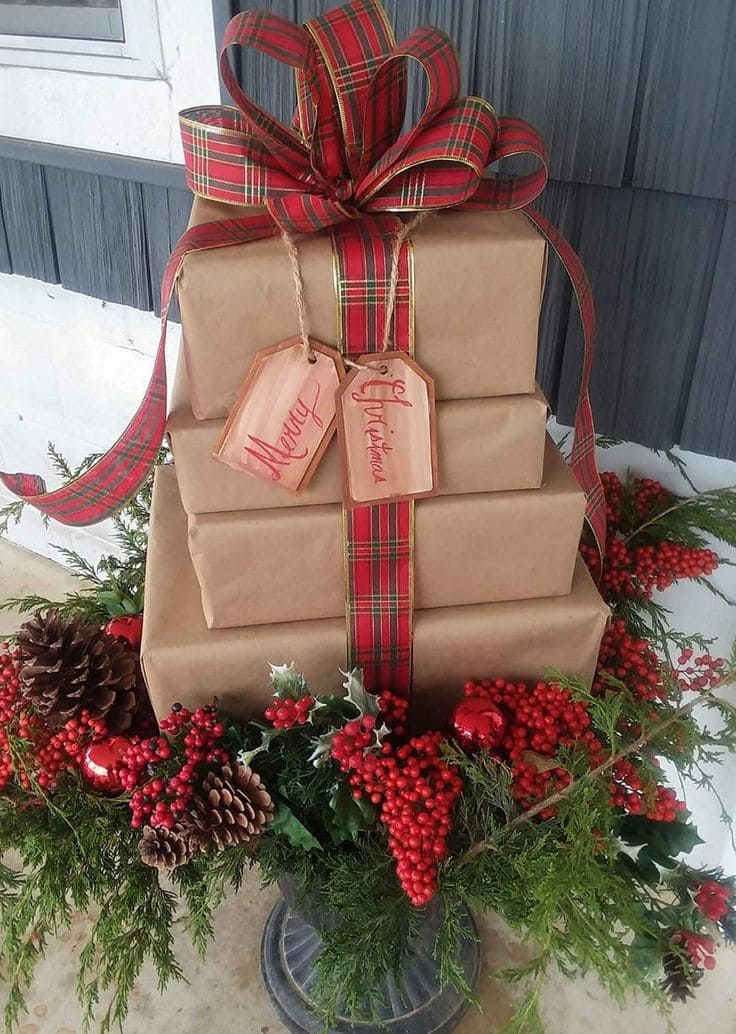 Festive Stacked Gift Box Display