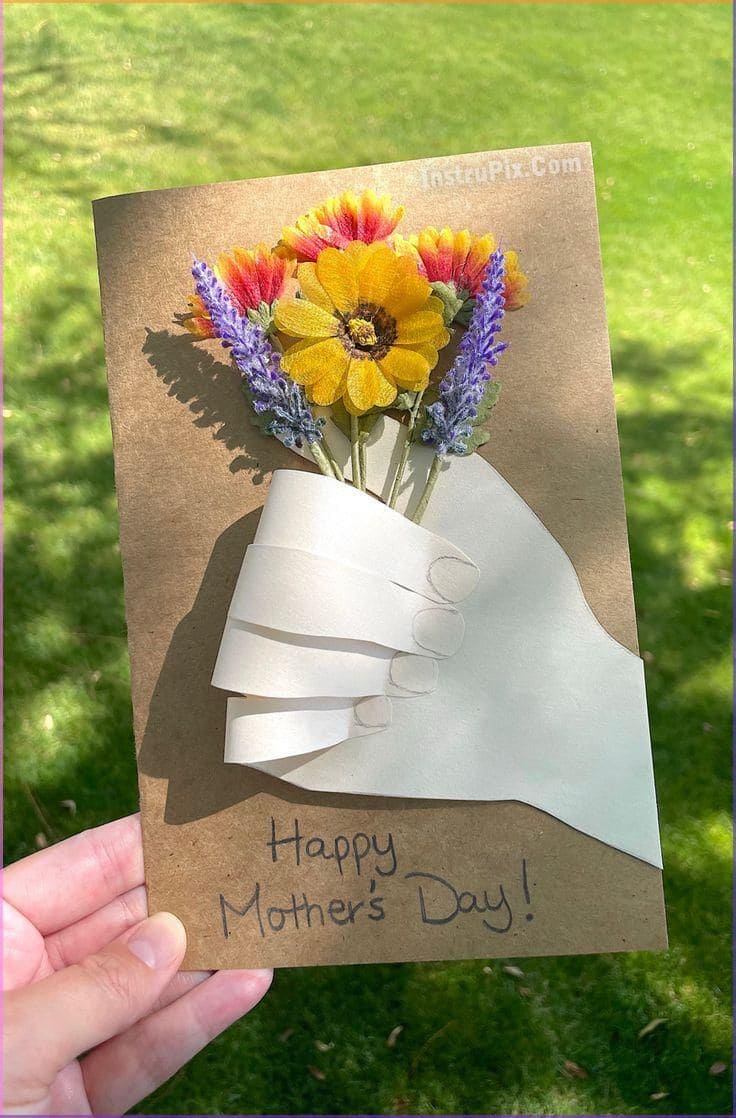 Charming 3D Hand Bouquet Card
