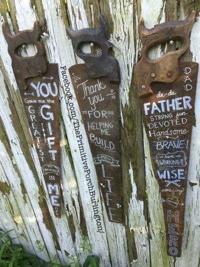 Rustic Hand-Painted Saw Tribute for Dad