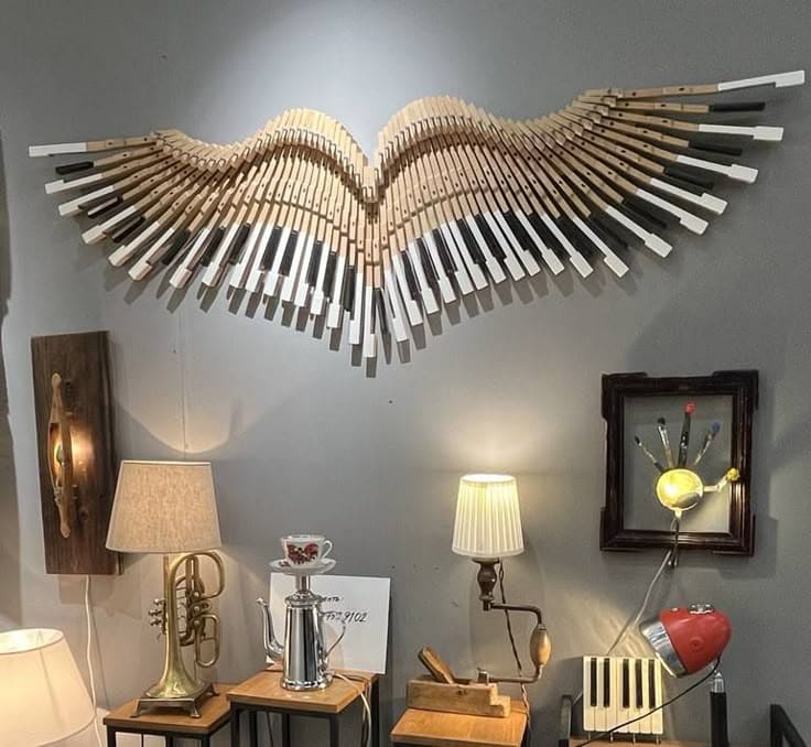 Recycled Harmonious Wings Piano Key Art