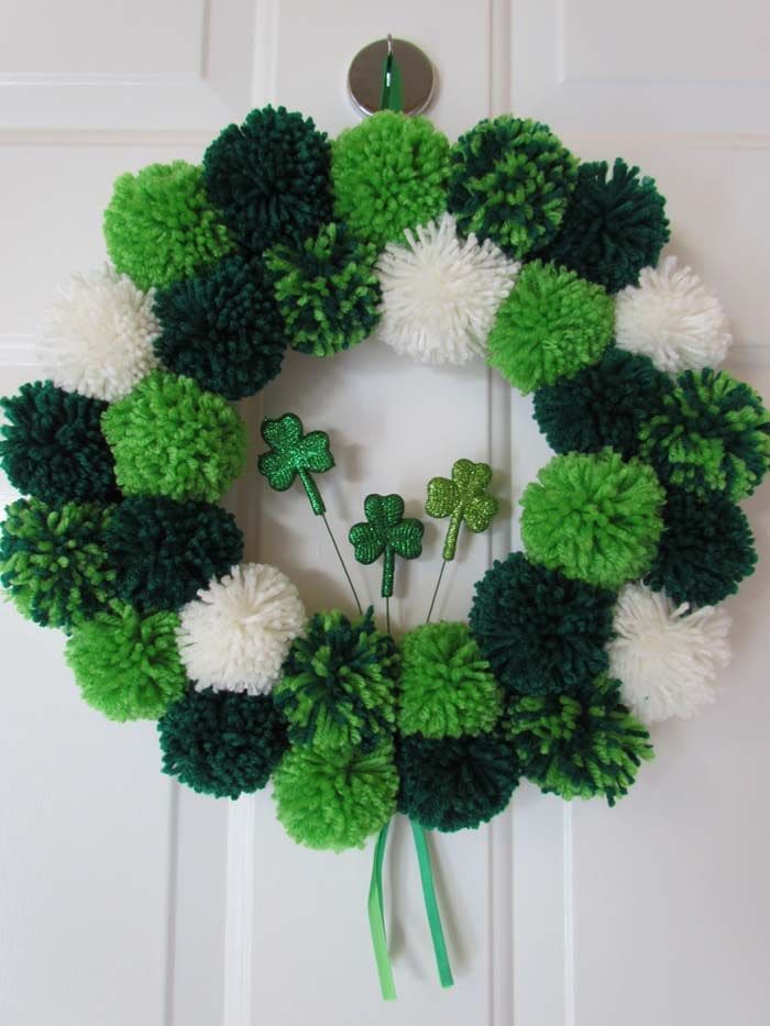 Playful Pom-Pom Clover Happiness Wreath