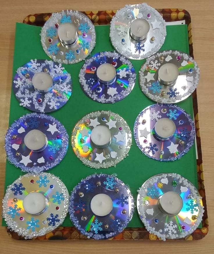 Sparkling CD Tealight Holders for Elegance