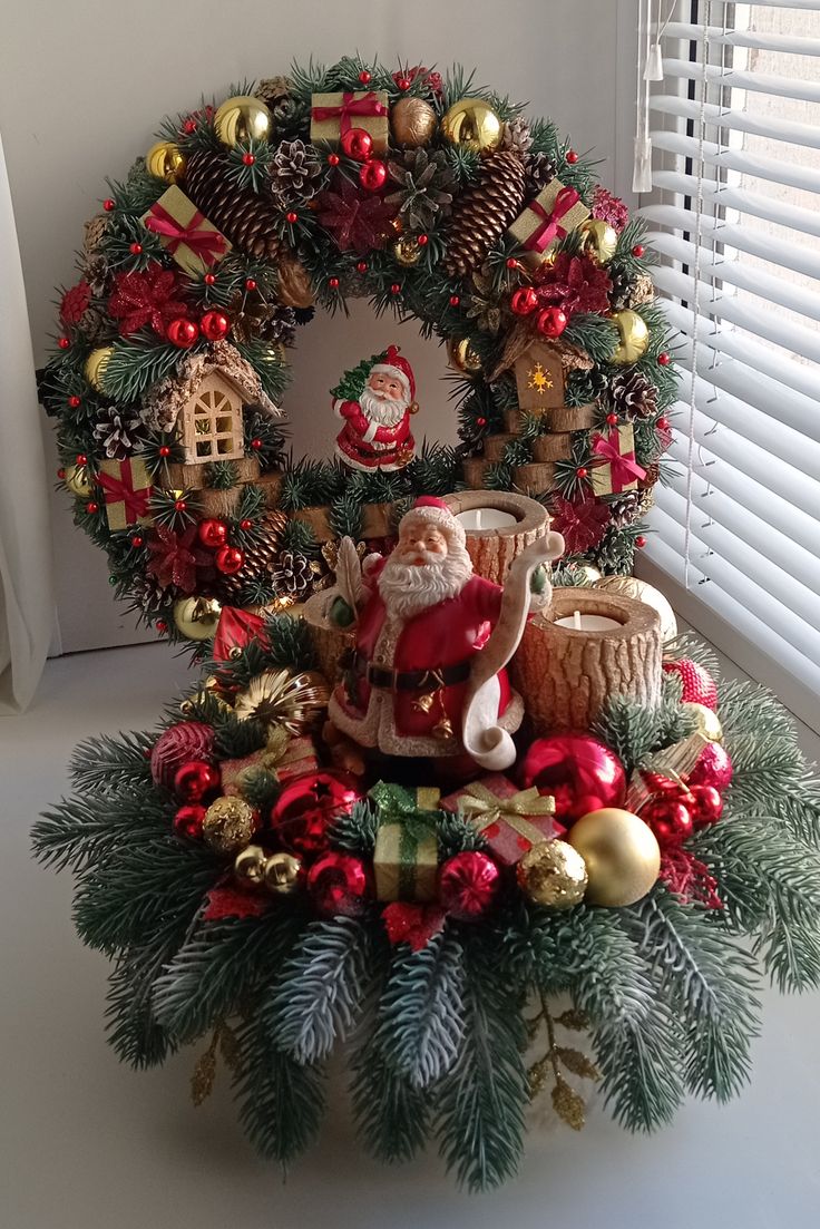 Festive Santa Bauble Wreath