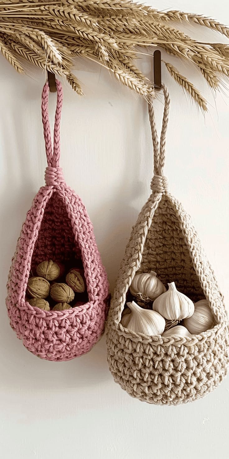 Crochet Hanging Storage Baskets