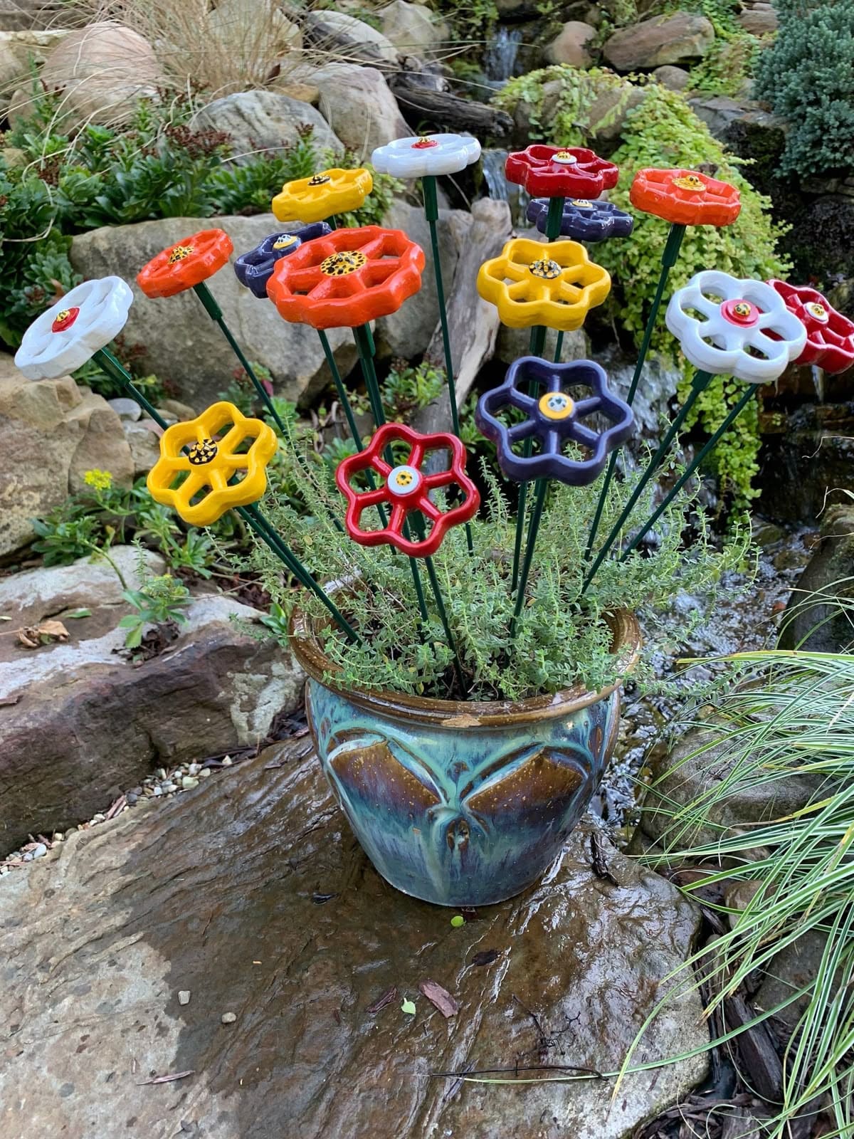 Whimsical Faucet Handle Flowers