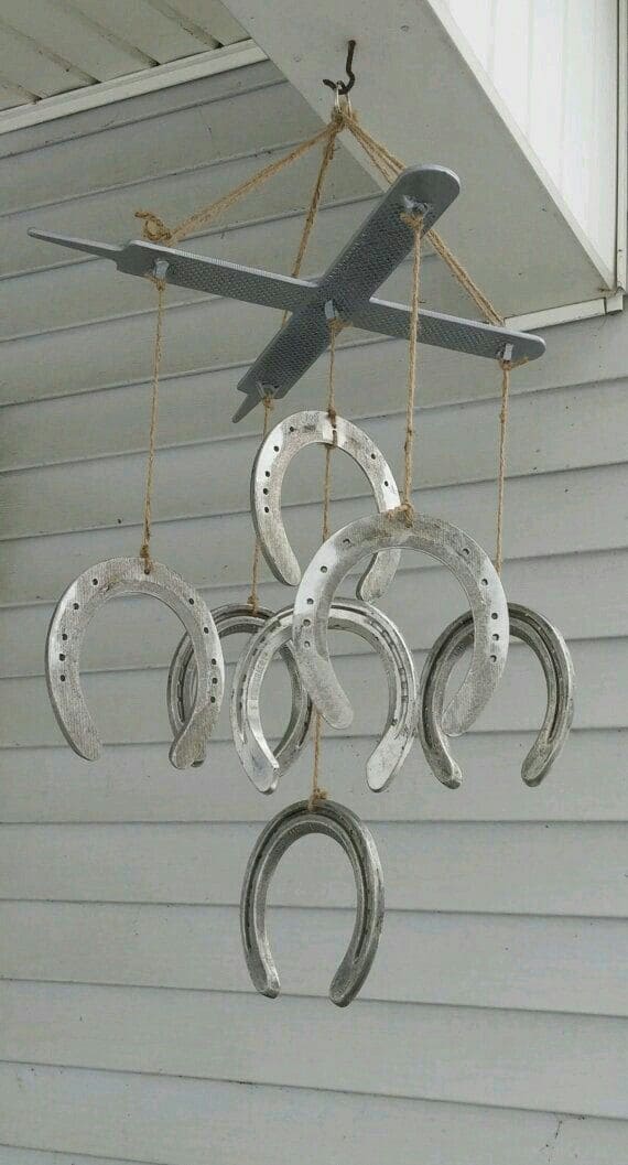 Rustic Horseshoe Wind Chime Mobile