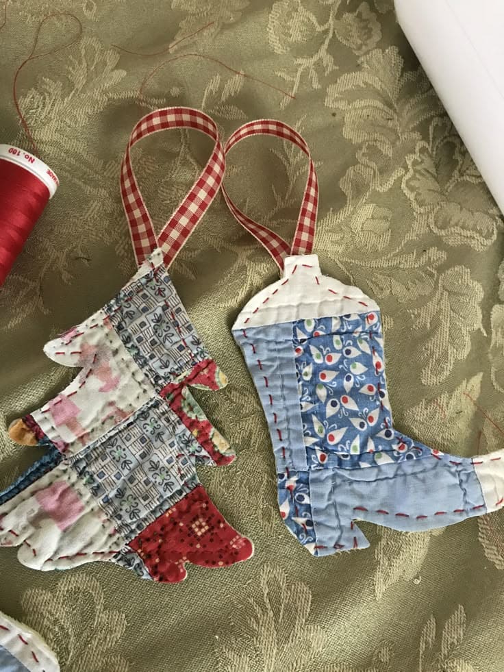 Patchwork Boot and Cowboy Ornament