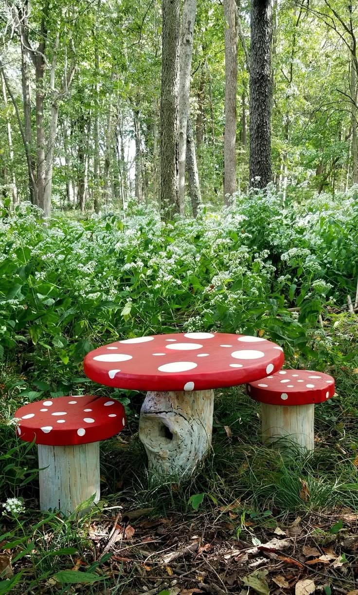 Enchanted Toadstool Picnic Table