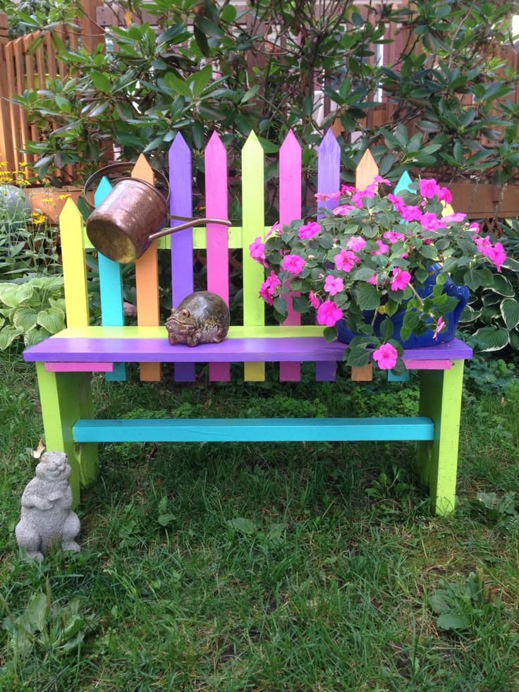 Colorful Pallet Bench Flower Retreat
