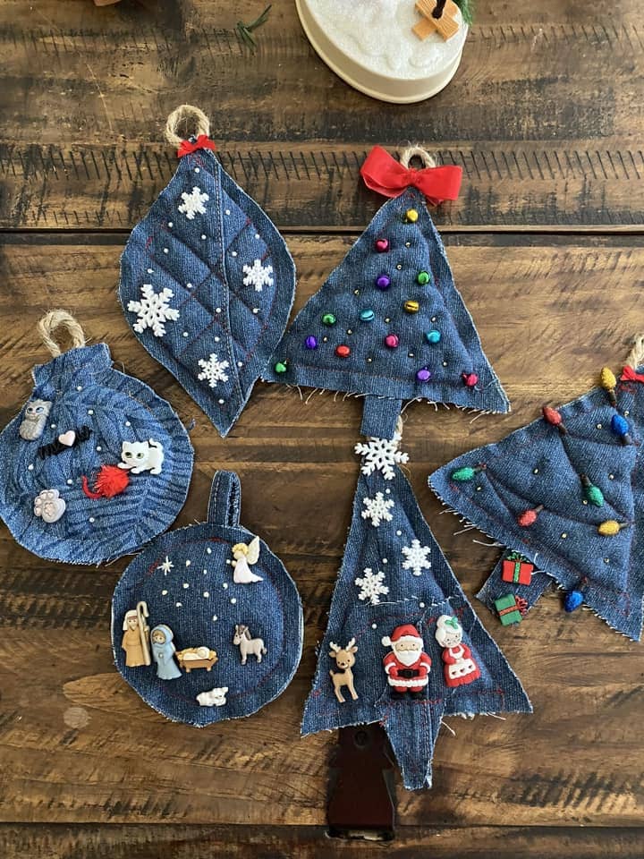 Denim Patchwork Christmas Ornaments