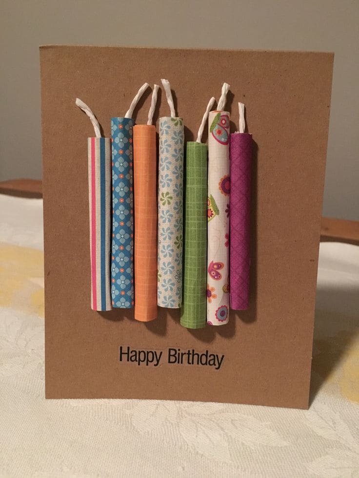 Colorful Paper Candle Birthday Card DIY