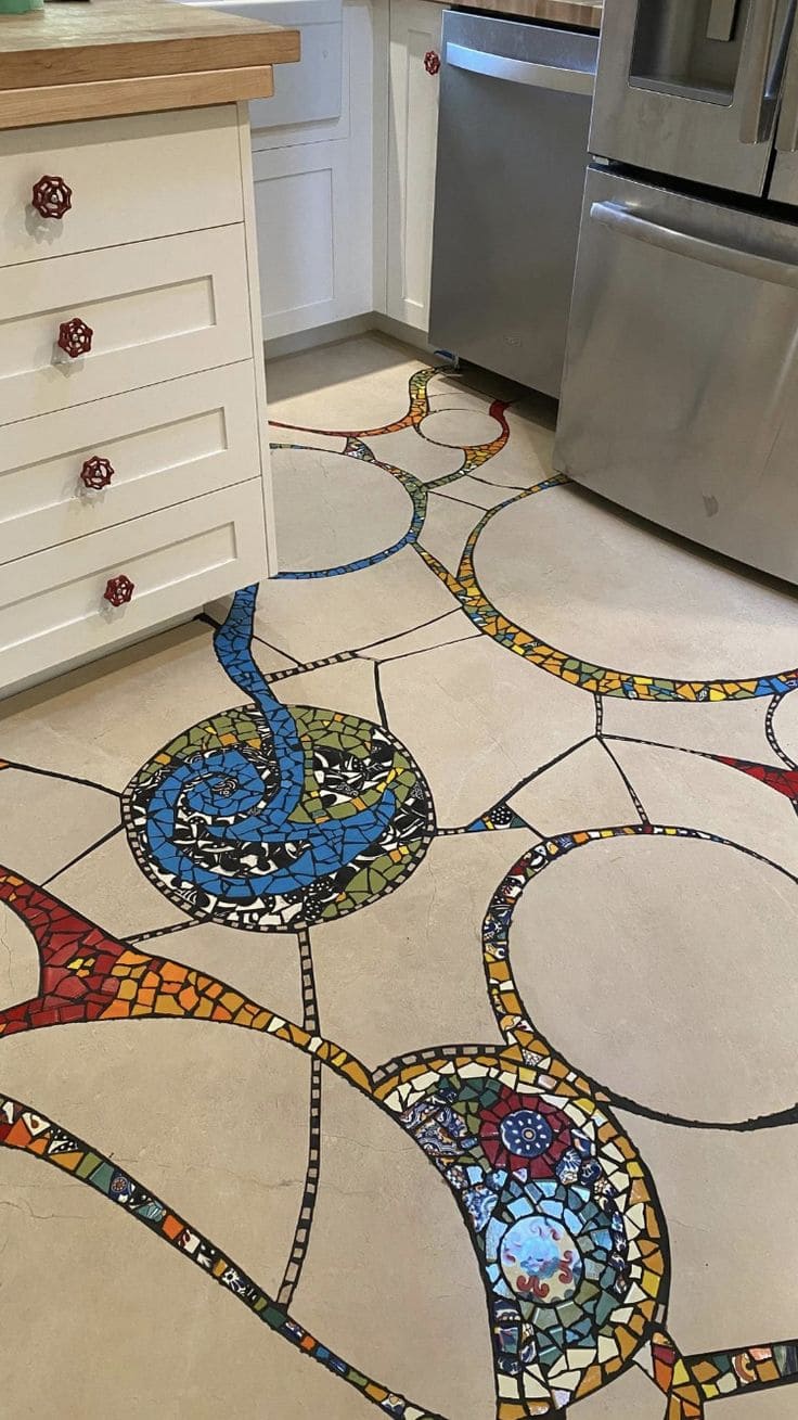 Whimsical Mosaic Pathway Floor