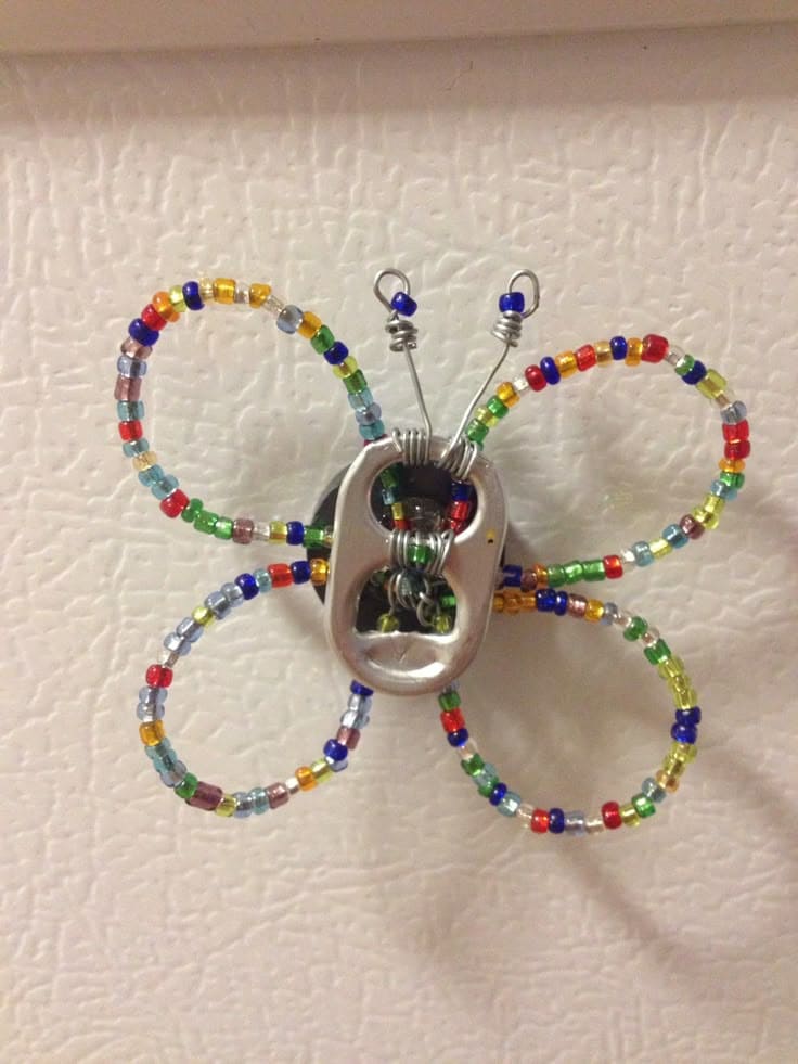 Whimsical Beaded Butterfly from Soda Tabs