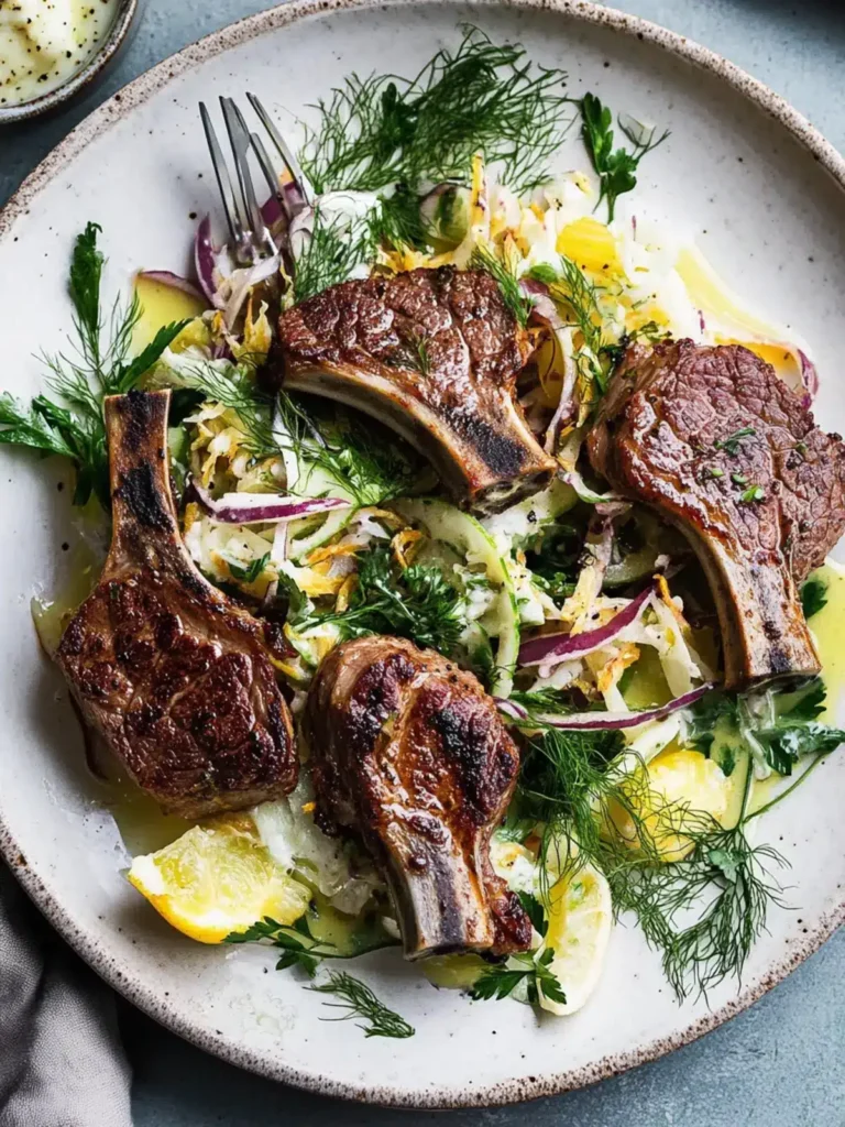 Savory Lamb Chops with Fennel Slaw & Spiced Yogurt Bliss